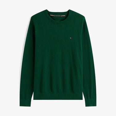  Tommy Hilfiger Essential Cotton Yuvarlak Yaka Erkek Yeşil Kazak