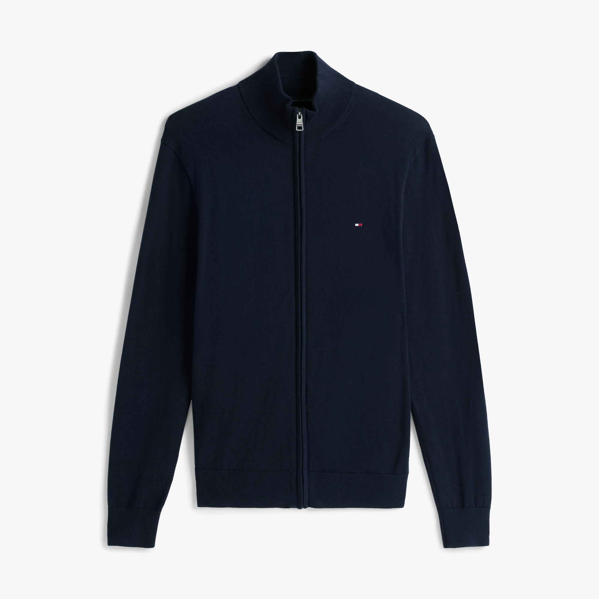 Tommy Hilfiger Essential Cotton Zip Erkek Lacivert Triko Hırka