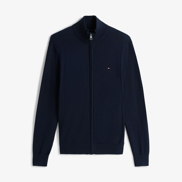  Tommy Hilfiger Essential Cotton Zip Erkek Lacivert Triko Hırka