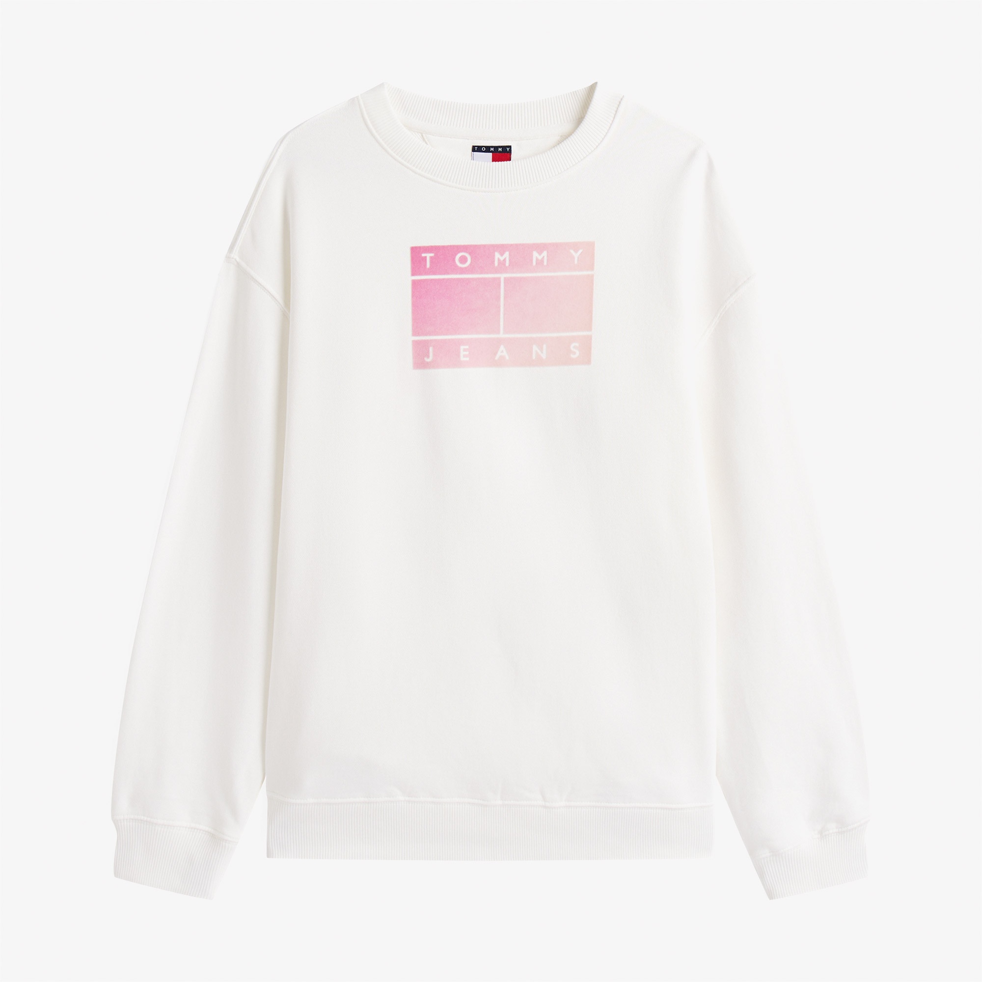 Tommy Jeans Relax Gradient Flag Kadın Beyaz Sweatshirt