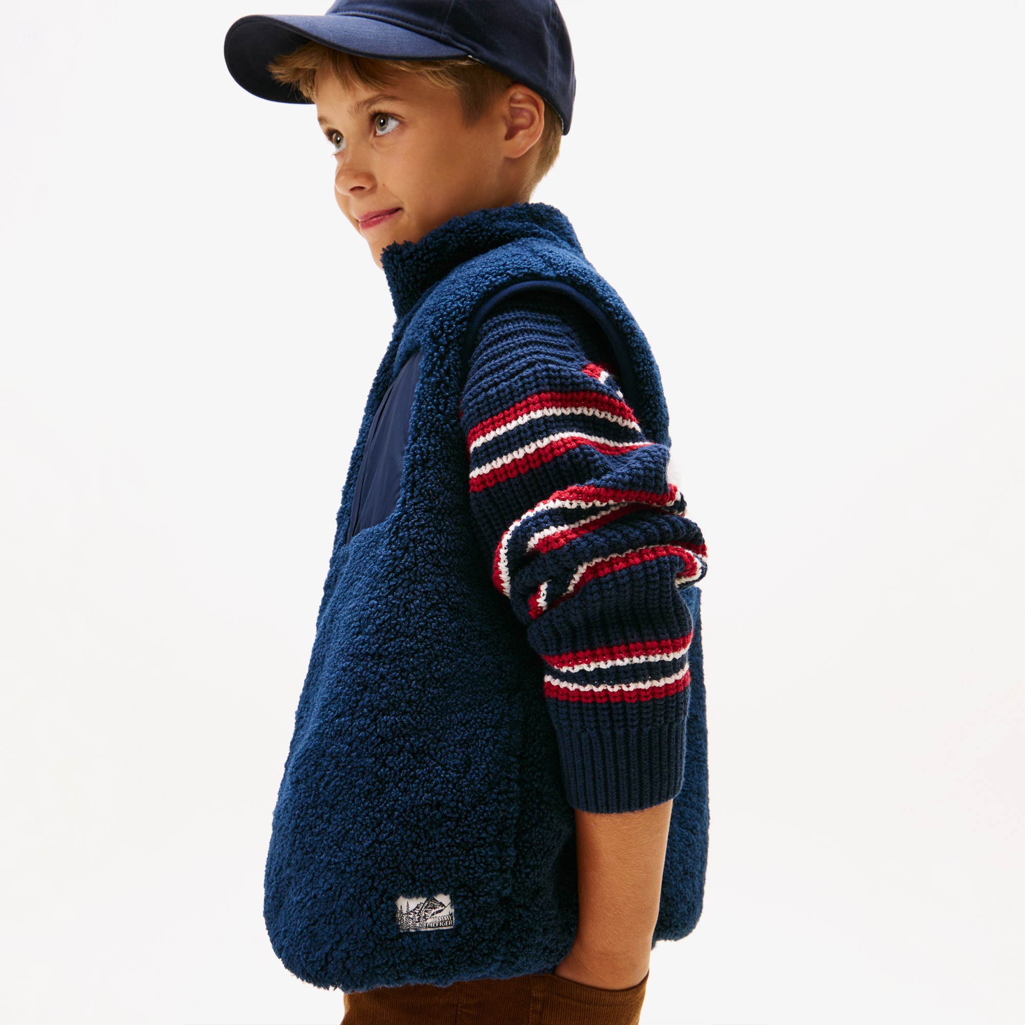 Tommy Hilfiger Reversible Teddy Nylon Çocuk Lacivert Yelek
