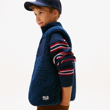  Tommy Hilfiger Reversible Teddy Nylon Çocuk Lacivert Yelek