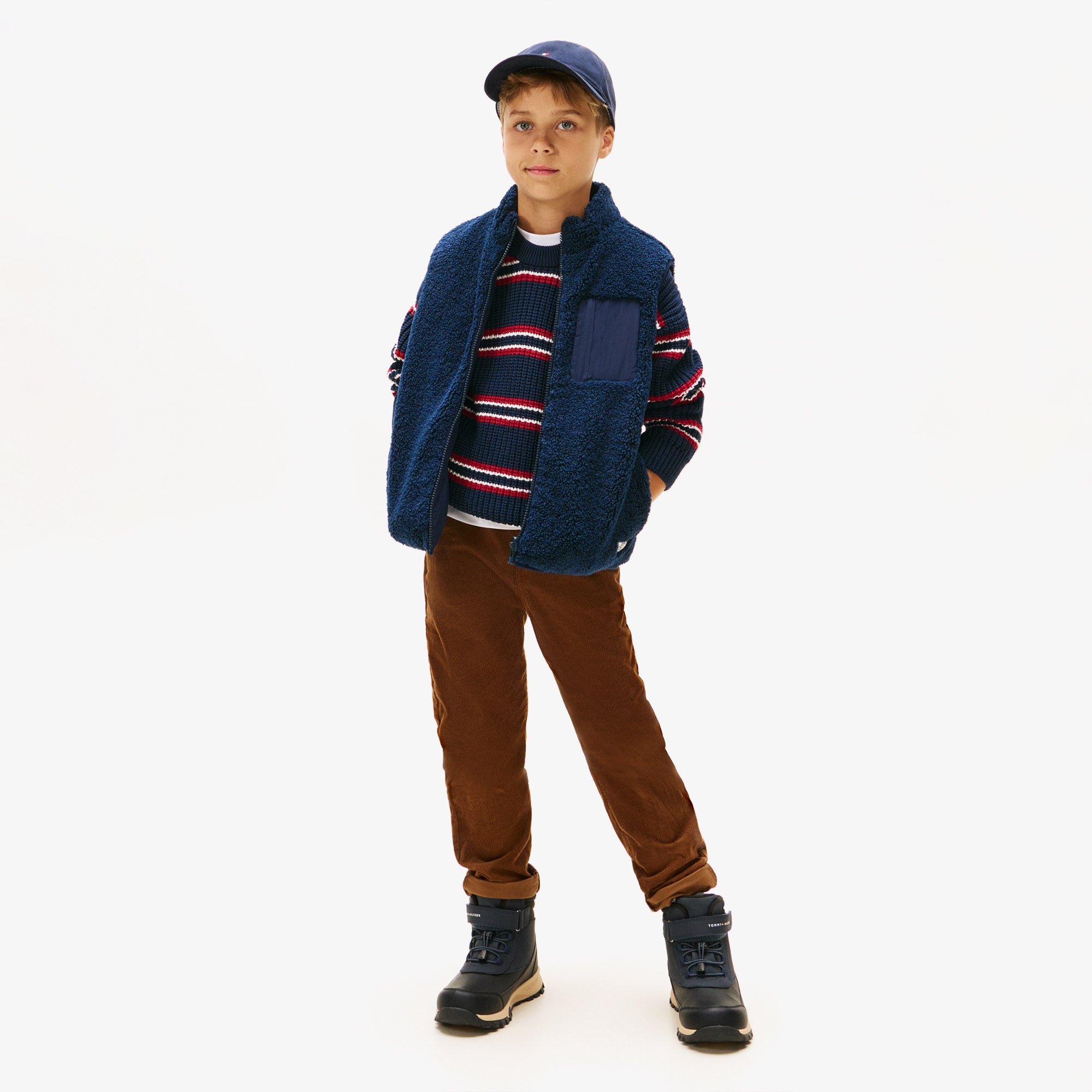 Tommy Hilfiger Reversible Teddy Nylon Çocuk Lacivert Yelek