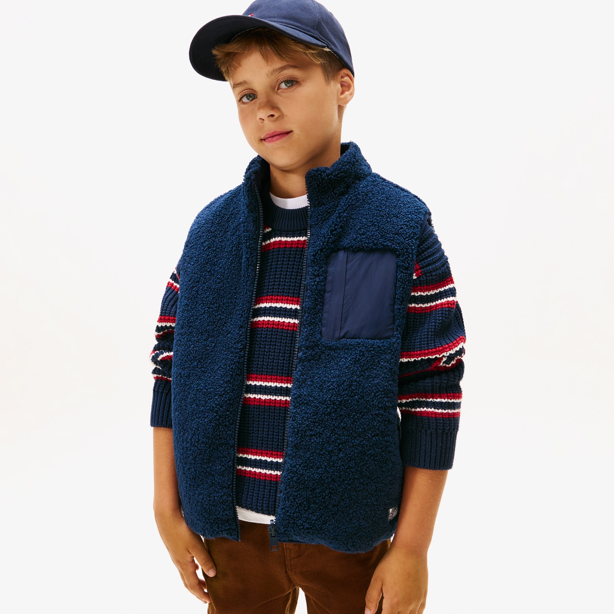 Tommy Hilfiger Reversible Teddy Nylon Çocuk Lacivert Yelek