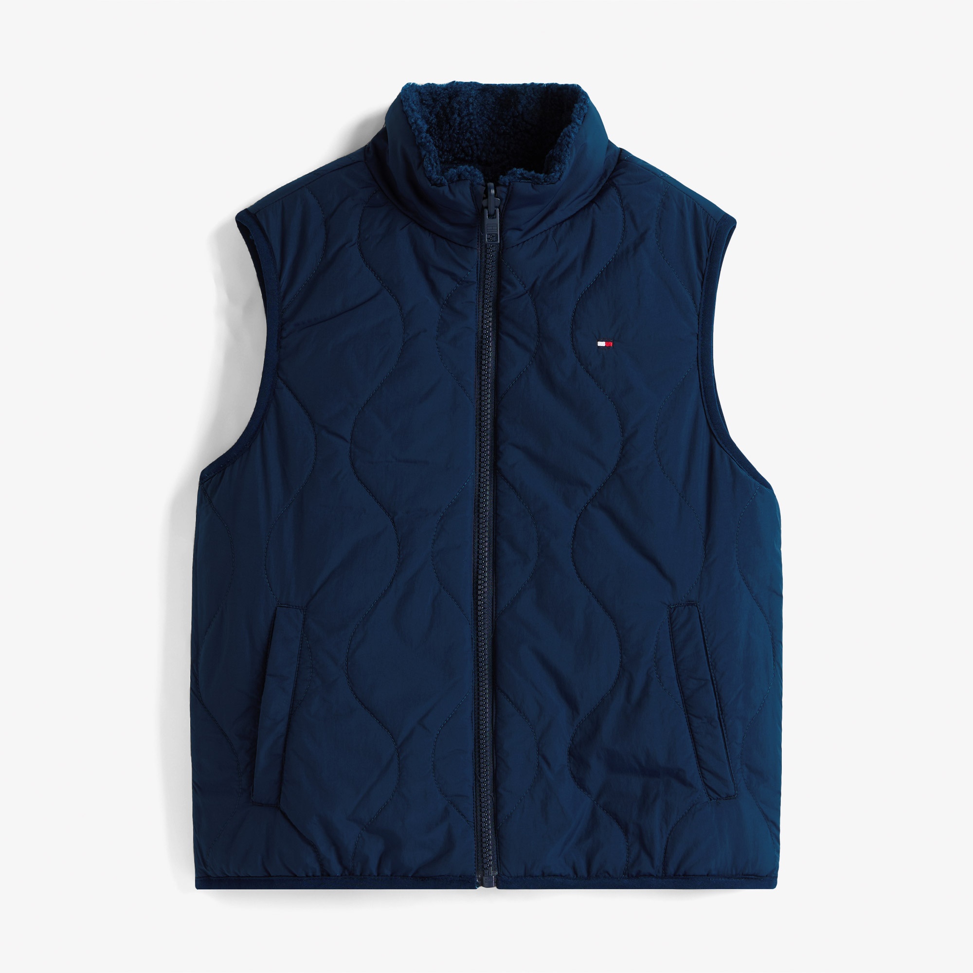 Tommy Hilfiger Reversible Teddy Nylon Çocuk Lacivert Yelek