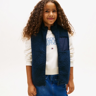  Tommy Hilfiger Reversible Teddy Nylon Çocuk Lacivert Yelek