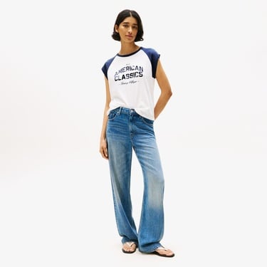  Tommy Hilfiger Varsity Raglan Kadın Beyaz T-Shirt