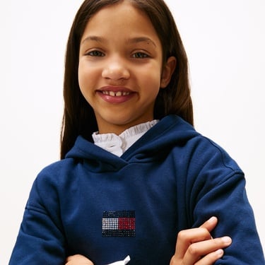  Tommy Hilfiger Rhine Stone Flag Çocuk Lacivert Hoodie
