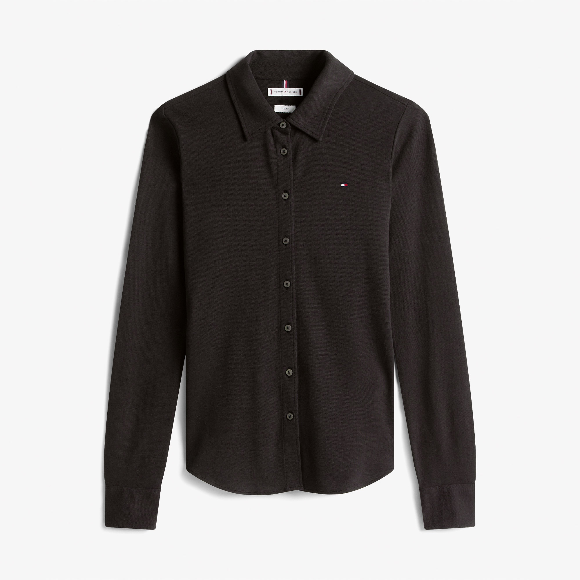 Tommy Hilfiger 1985 Slim Pique Kadın Siyah Gömlek