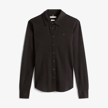  Tommy Hilfiger 1985 Slim Pique Kadın Siyah Gömlek