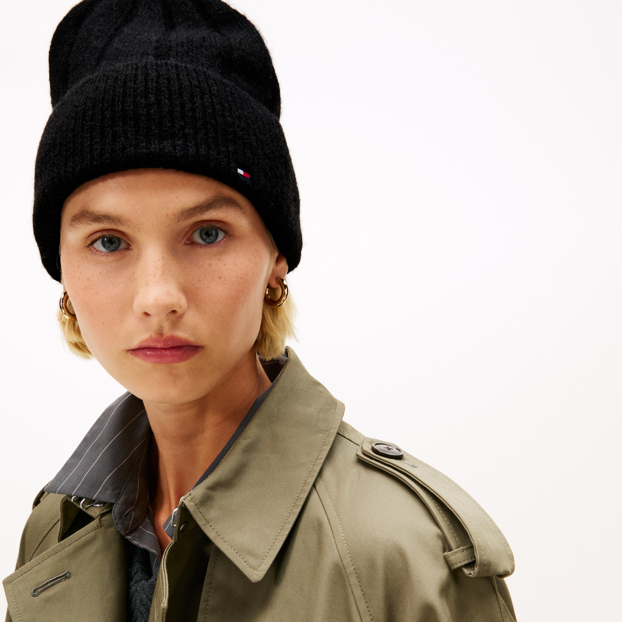 Tommy Hilfiger Flag Fluffy Kadın Siyah Bere