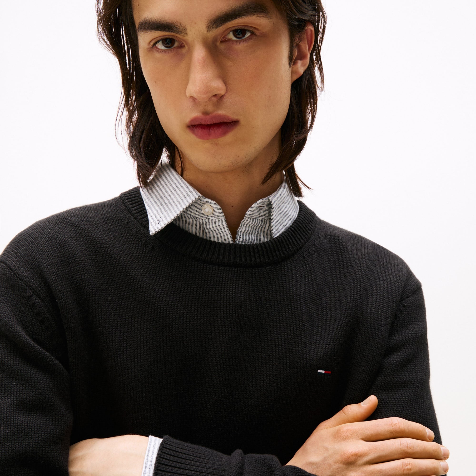 Tommy Jeans Slim Essentials Erkek Siyah Kazak