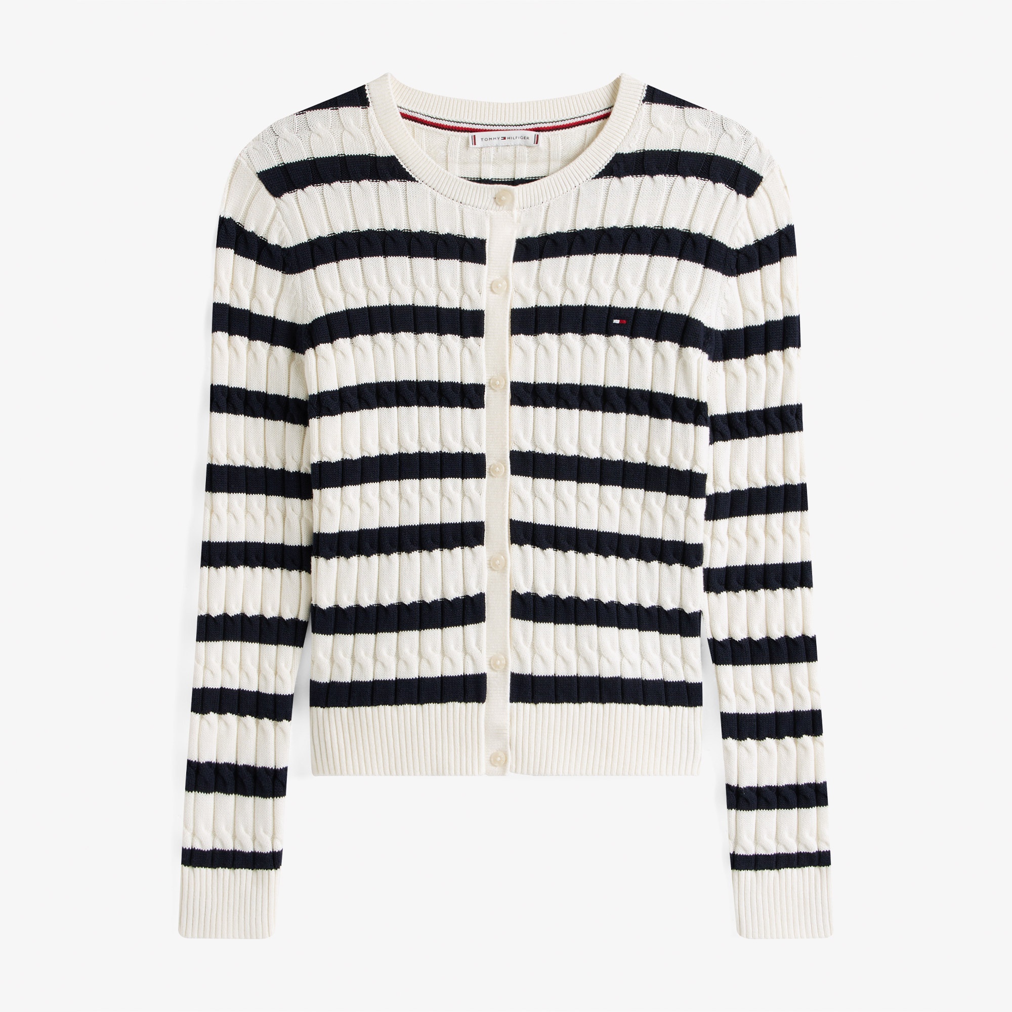 Tommy Hilfiger Cable Mid Cardi Kadın Beyaz Triko
