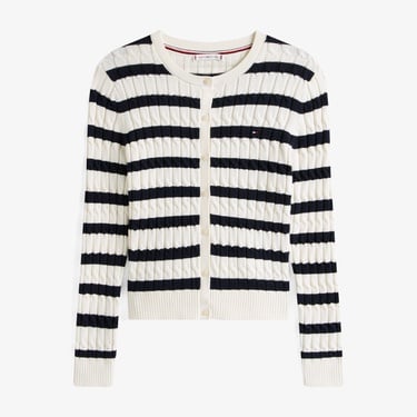  Tommy Hilfiger Cable Mid Cardi Kadın Beyaz Triko