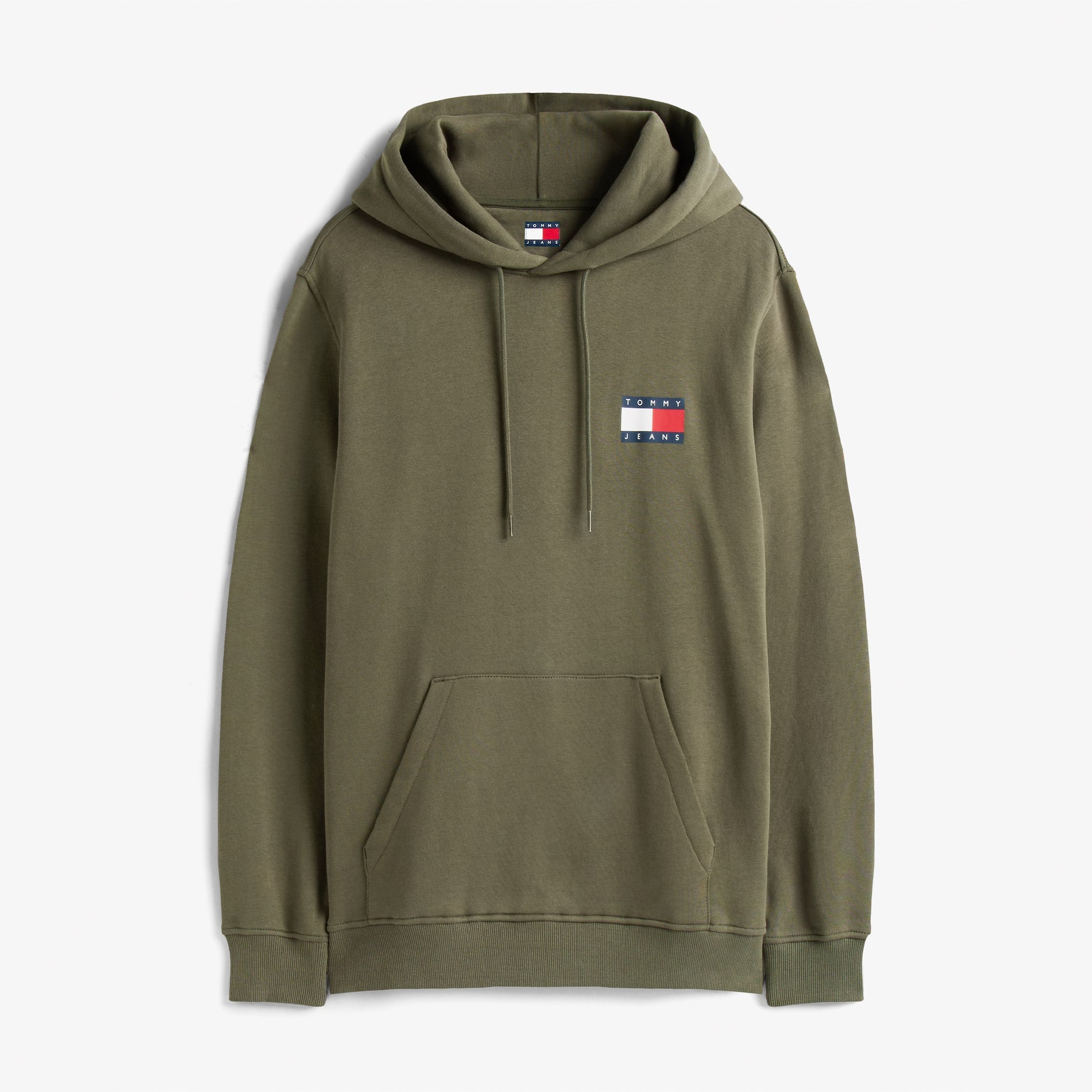 Tommy Jeans Regular Essential Flag Hood Erkek Yeşil Hoodie