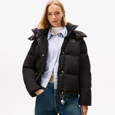  Tommy Jeans Alaska Grid Kadın Puffer Siyah Mont