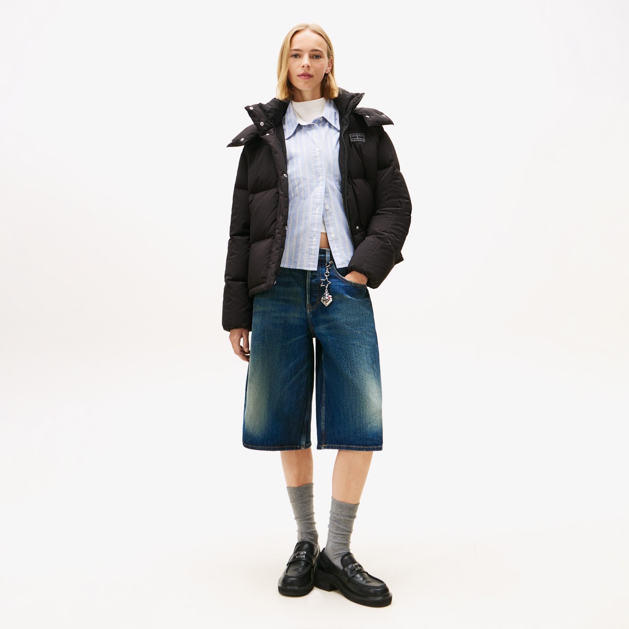 Tommy Jeans Alaska Grid Kadın Siyah Puffer Mont