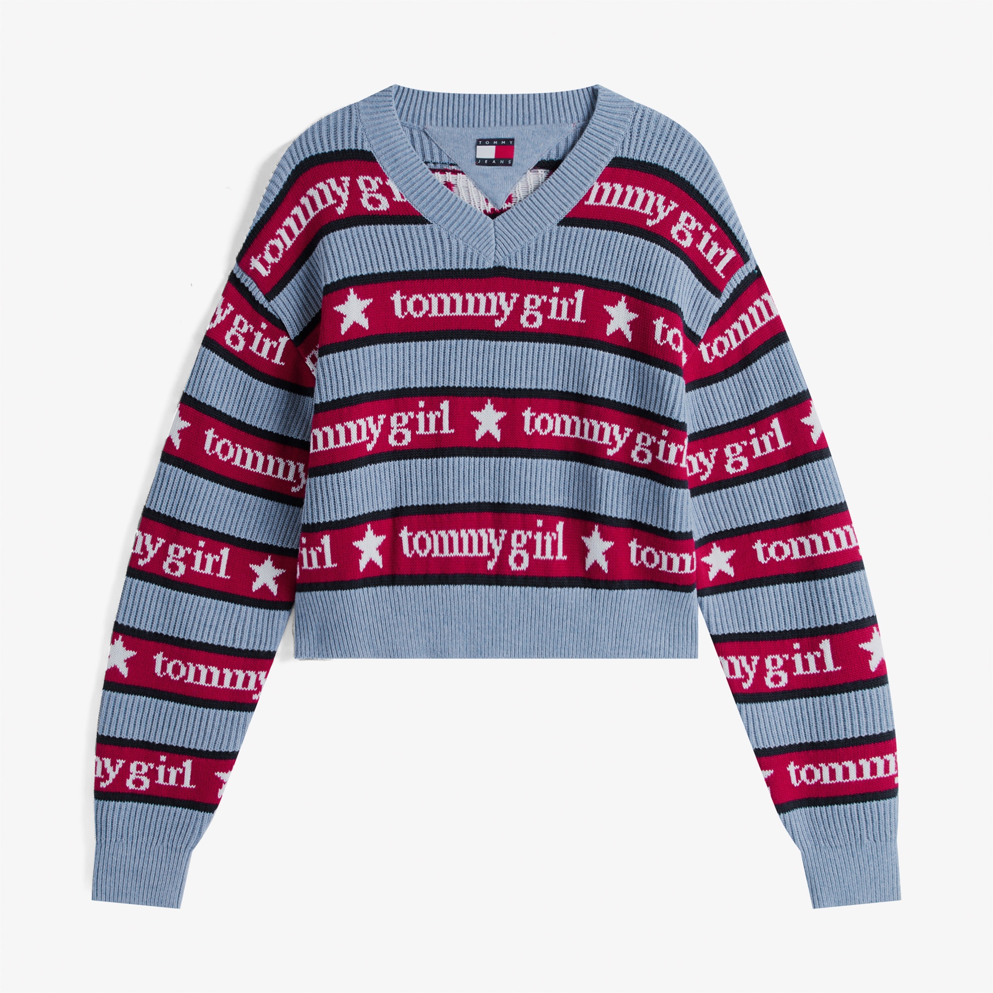 Tommy Hilfiger Stripe Kadın Mavi Kazak