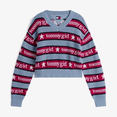  Tommy Hilfiger Stripe Kadın Mavi Kazak