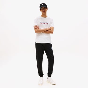  Tommy Jeans Slim Flag Erkek Siyah Eşofman Altı