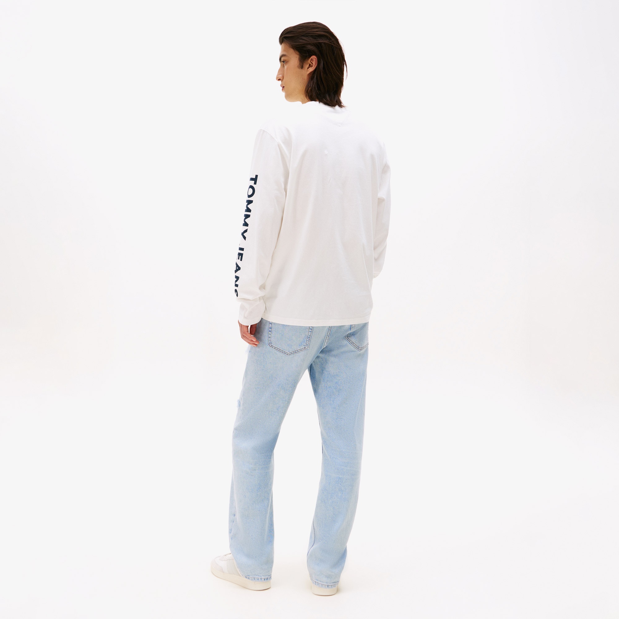 Tommy Jeans Relax New Classics Erkek Uzun Kollu Beyaz T-Shirt