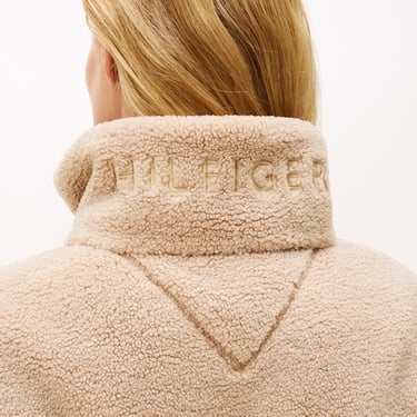 Tommy Hilfiger Teddy Zip Up Regular Kadın Bej Ceket