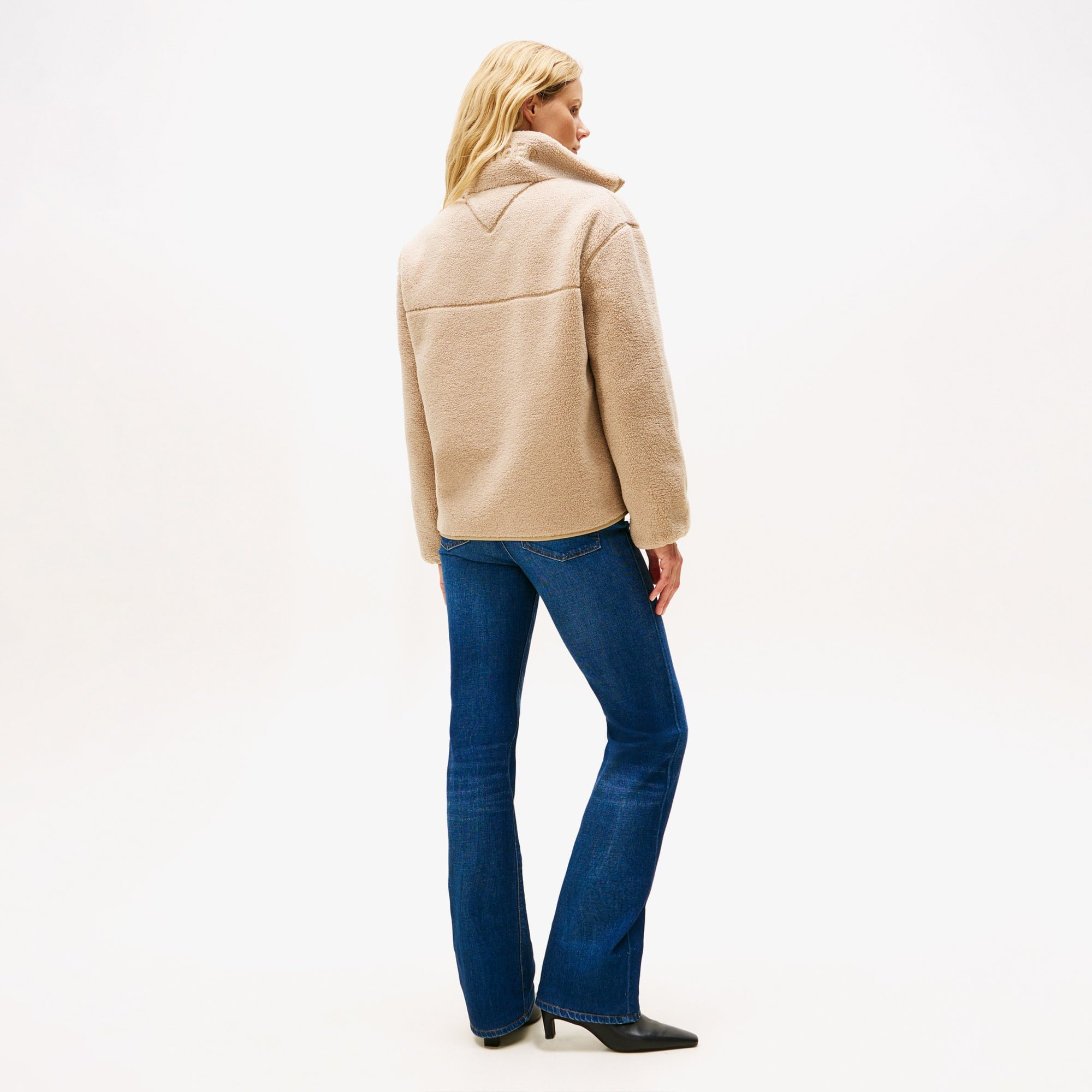 Tommy Hilfiger Teddy Zip Up Regular Kadın Bej Ceket