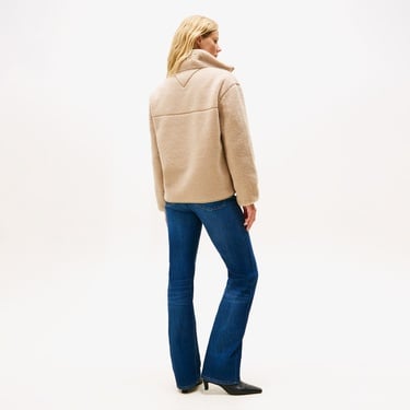  Tommy Hilfiger Teddy Zip Up Regular Kadın Bej Ceket