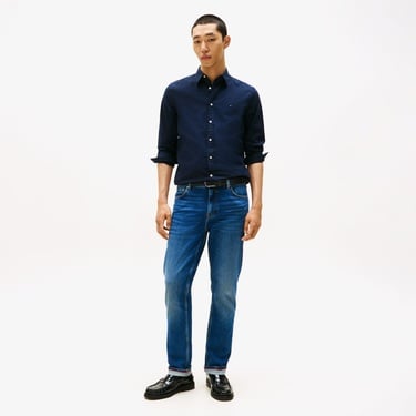  Tommy Hilfiger Flex Poplin Kent Collar Erkek Lacivert Gömlek