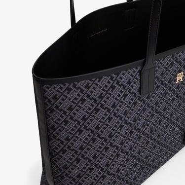  Tommy Hilfiger Icon Jacquard Kadın Siyah Tote Çanta