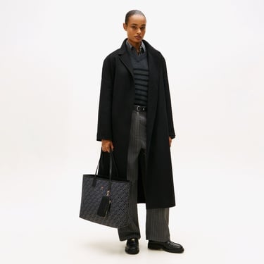  Tommy Hilfiger Icon Jacquard Kadın Siyah Tote Çanta