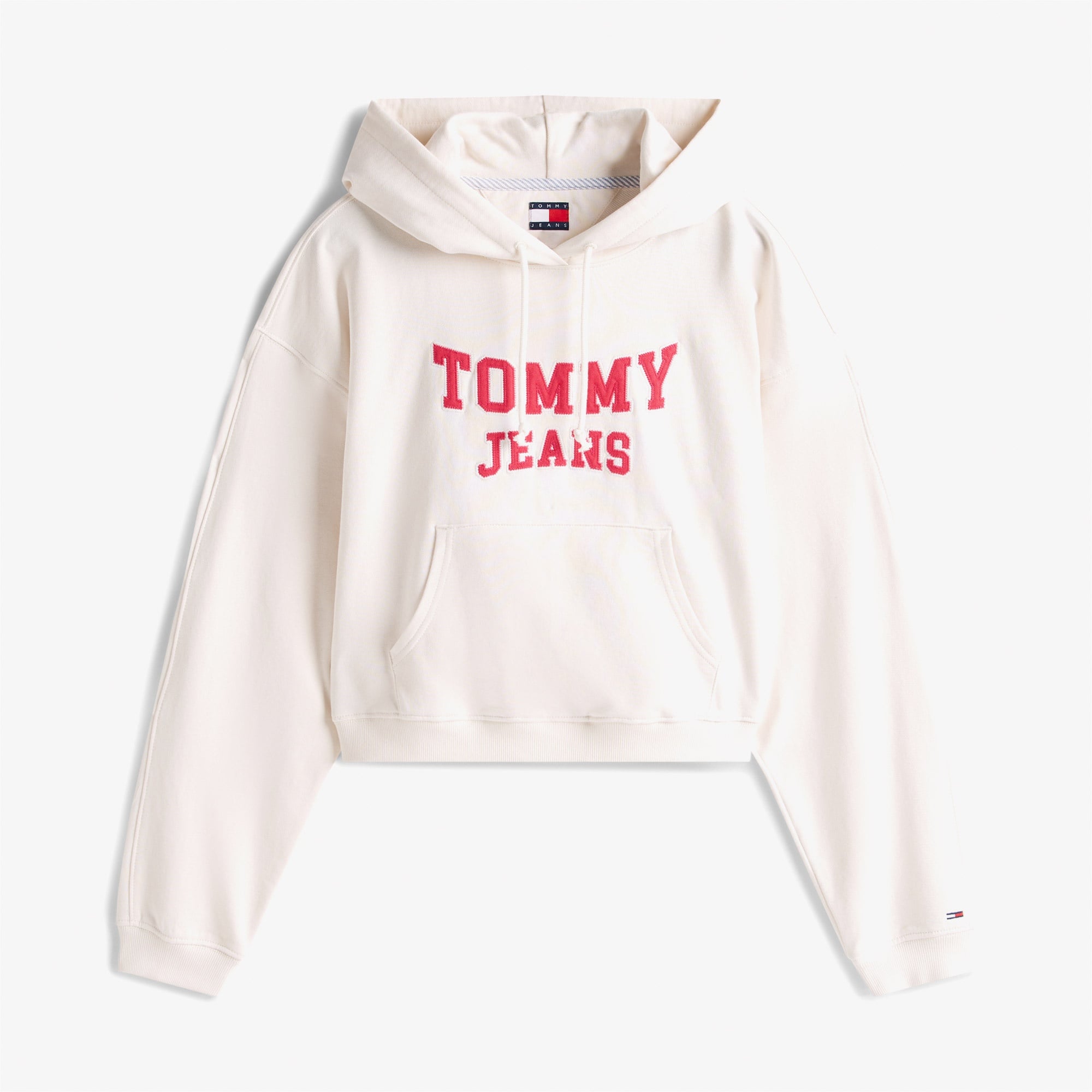Tommy Jeans Crop Varsity Kadın Beyaz Hoodie