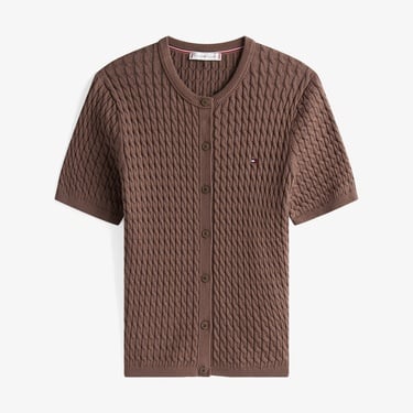  Tommy Hilfiger Cable Fine Cardi Kadın Kahverengi Triko