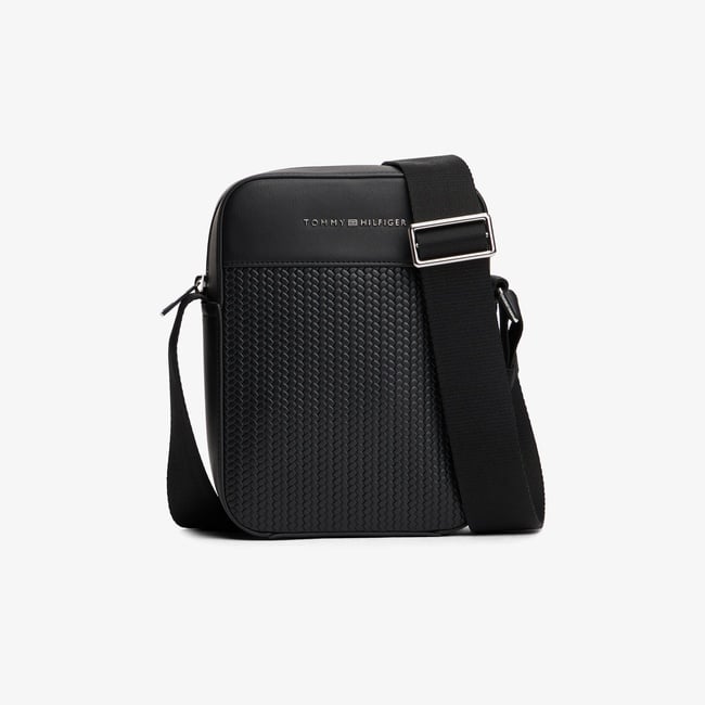  Tommy Hilfiger Woven Mini Reporter Erkek Siyah Çapraz Çanta