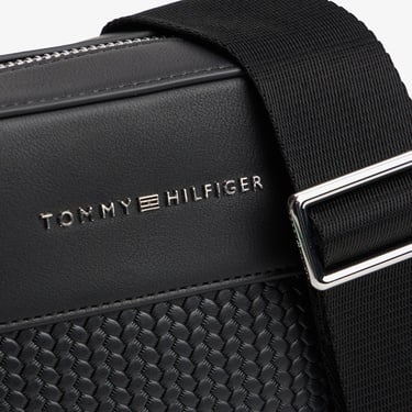  Tommy Hilfiger Woven Mini Reporter Erkek Siyah Çapraz Çanta
