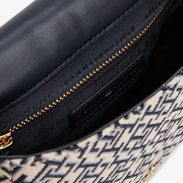  Tommy Hilfiger Jacquard Flap Kadın Mavi Çapraz Çanta