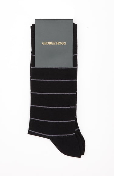  George Hogg Erkek Siyah Çizgili Bambu Soket Çorap