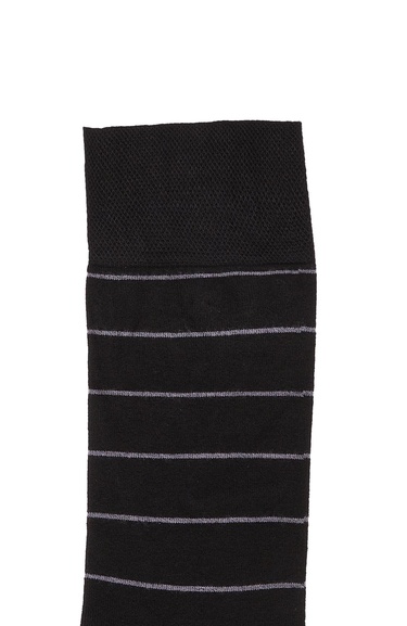  George Hogg Erkek Siyah Çizgili Bambu Soket Çorap