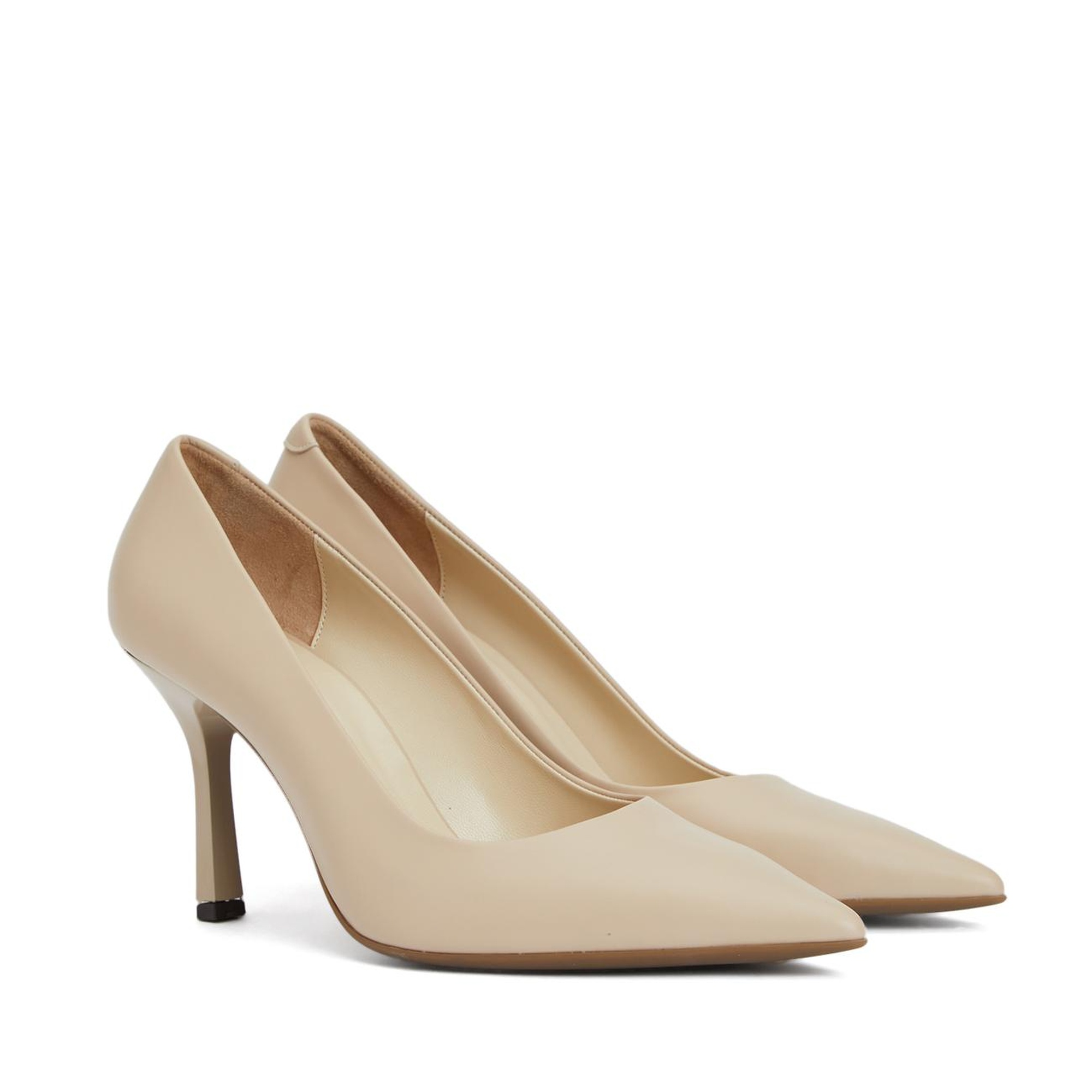 Divarese Kadın Bej Deri Topuklu Ayakkabı