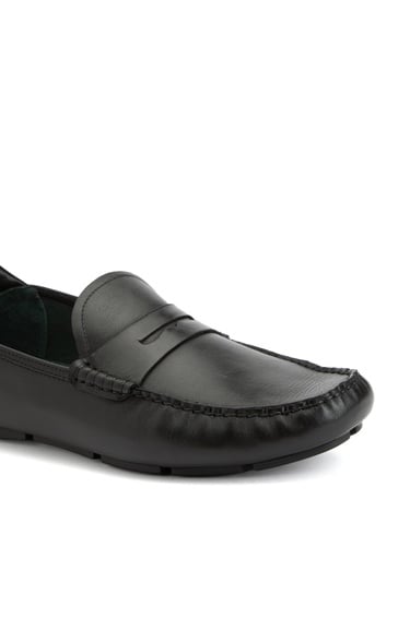  George Hogg Erkek Siyah Deri Loafer