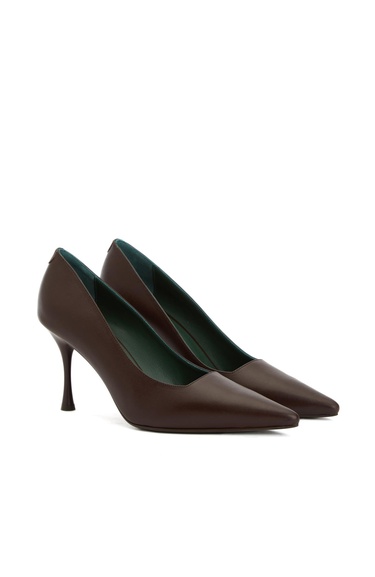  George Hogg Kadın Bordo Deri Topuklu Ayakkabı