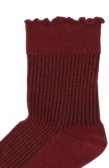  Divarese Kadın Bordo Çizgi Desenli Soket Çorap