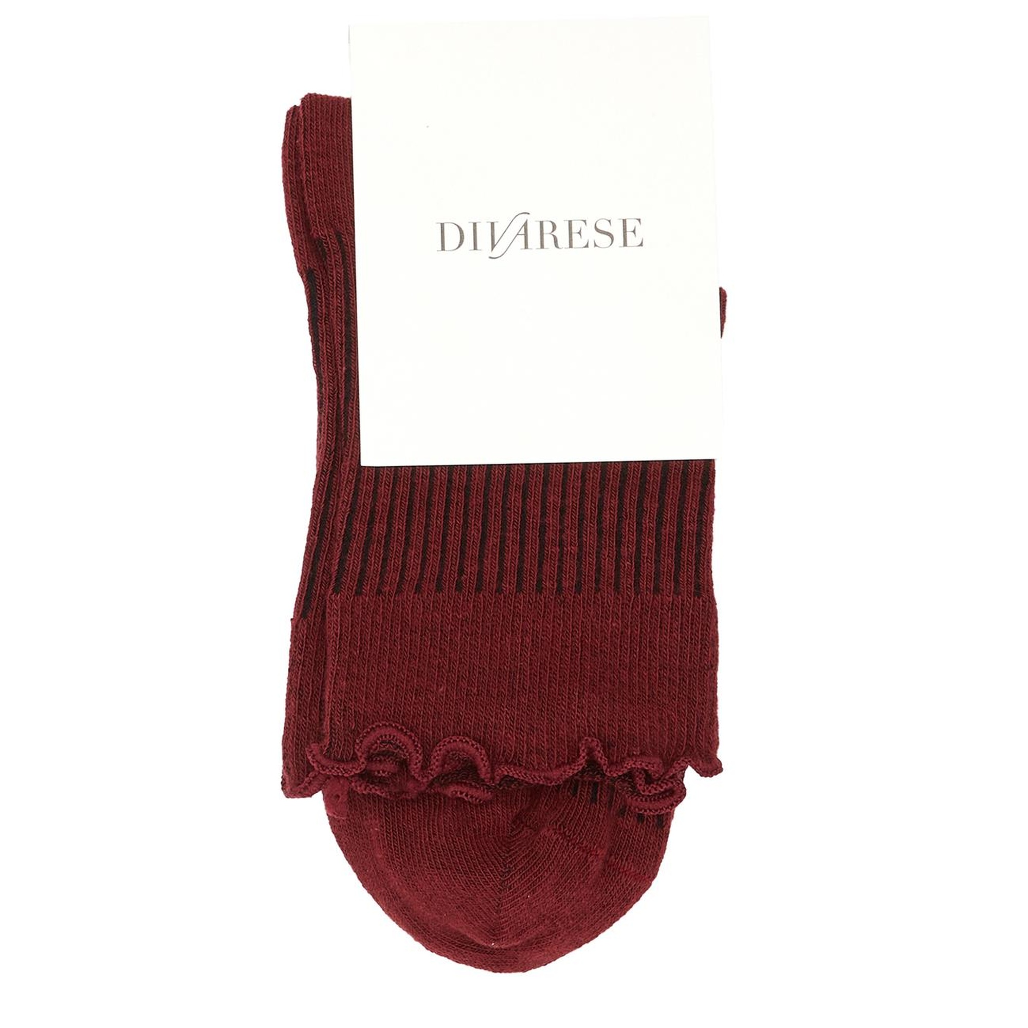 Divarese Kadın Bordo Çizgi Desenli Soket Çorap