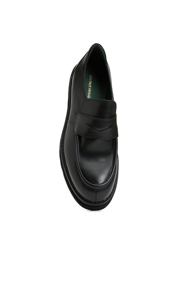  George Hogg Erkek Siyah Deri Loafer