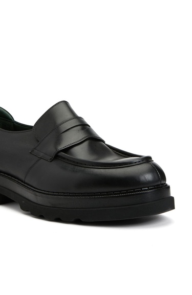  George Hogg Erkek Siyah Deri Loafer