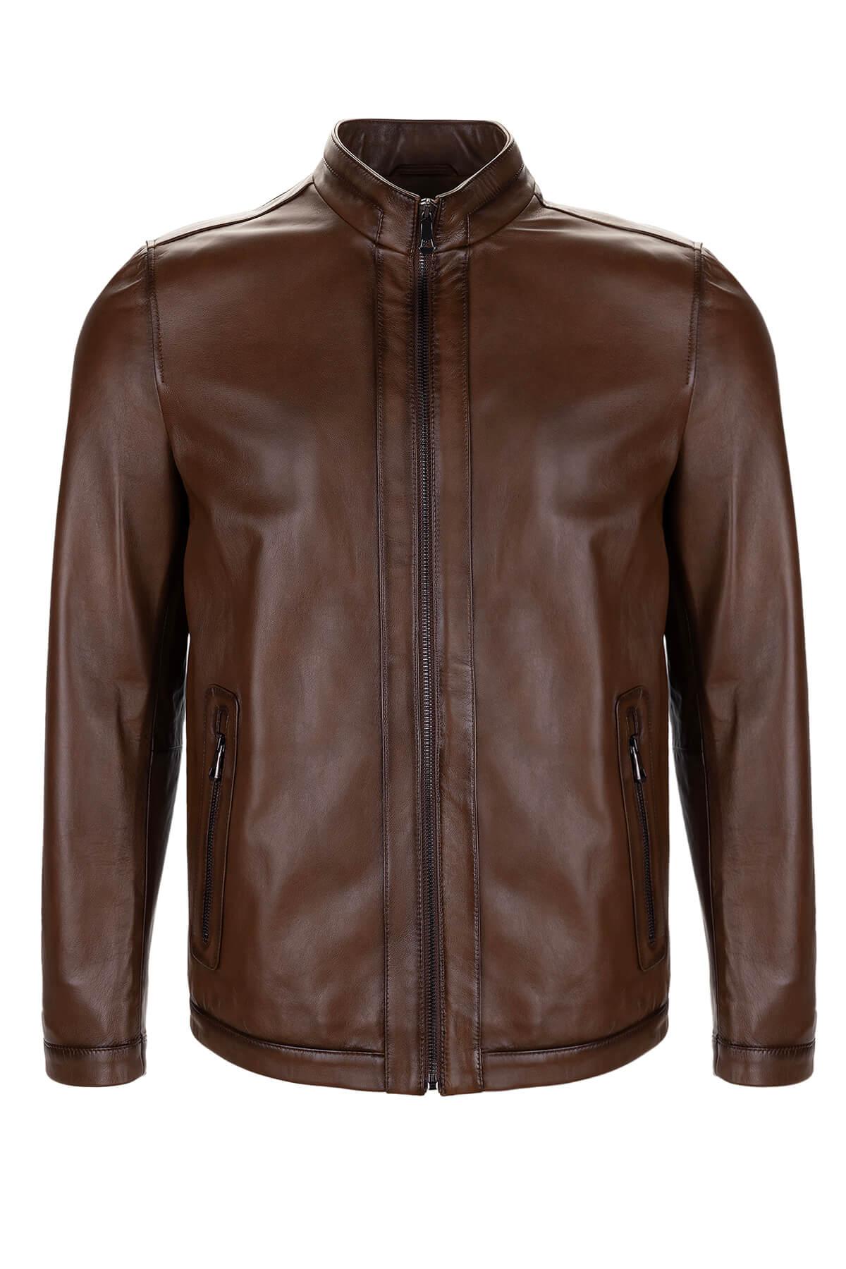  Tamer Tanca Erkek Hakiki Deri Kestane Deri Mont