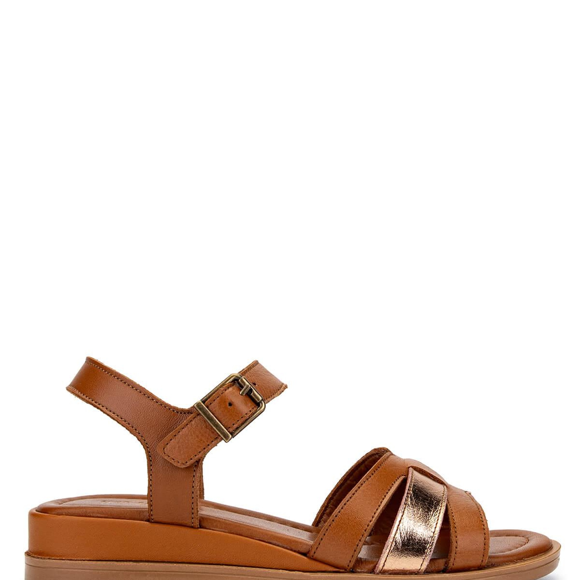 Tamer Tanca Kadın Hakiki Deri Taba/Rose Topuklu Sandalet