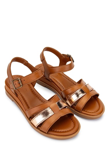  Tamer Tanca Kadın Hakiki Deri Taba/Rose Topuklu Sandalet