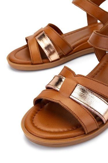  Tamer Tanca Kadın Hakiki Deri Taba/Rose Topuklu Sandalet