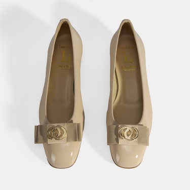  Luca Grossi Kadın Ten Metal Aksesuarlı Rugan Babet